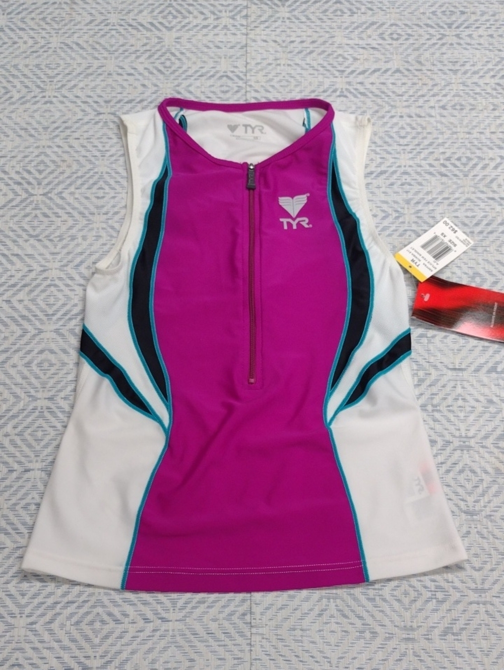 TYR Women's Magenta, White & Teal Front-Zip Athletic Tank Multi-sport